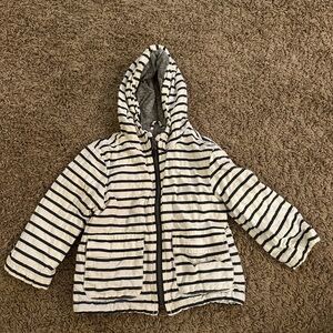 Zara Blue and White Striped Kids Puffer Jacket